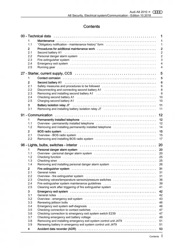 Audi A8 4H (10-17) security electrical system communication repair manual eBook