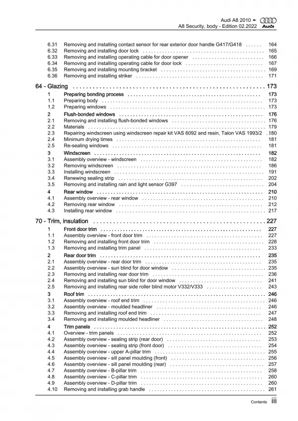 Audi A8 type 4H 2010-2017 security body repairs workshop manual eBook