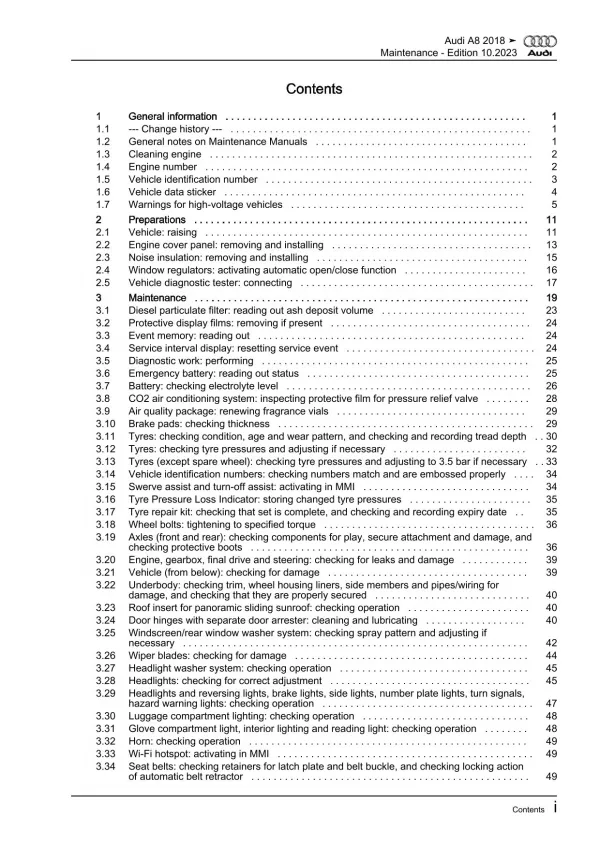 Audi A8 type 4N 2017-2021 maintenance repair workshop manual eBook guide pdf