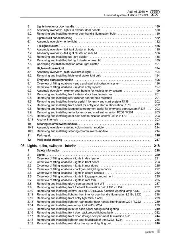 Audi A8 type 4N 2017-2021 electrical system repair workshop manual eBook