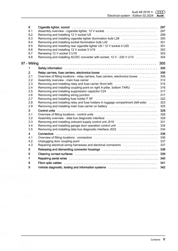 Audi A8 type 4N 2017-2021 electrical system repair workshop manual eBook