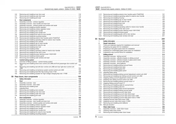 Audi A8 4N 2017-2021 general body repairs exterior guide workshop manual eBook