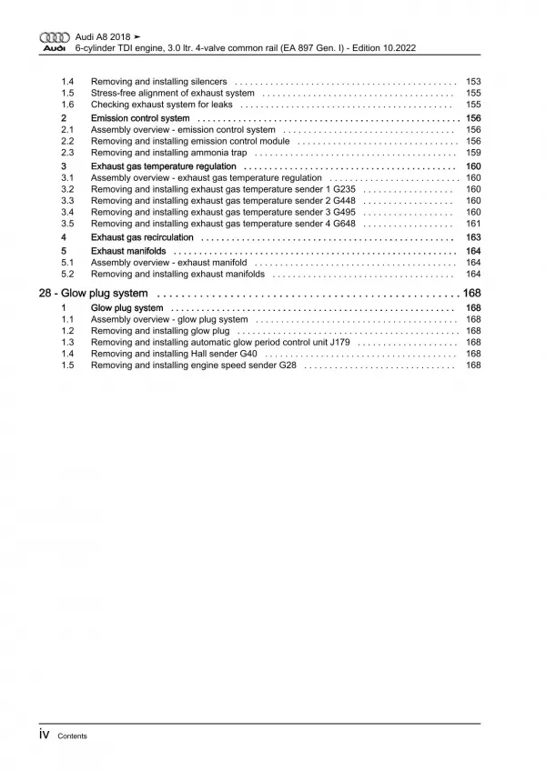 Audi A8 4N 2017-2021 diesel engines 3.0l 249 hp repair workshop manual eBook