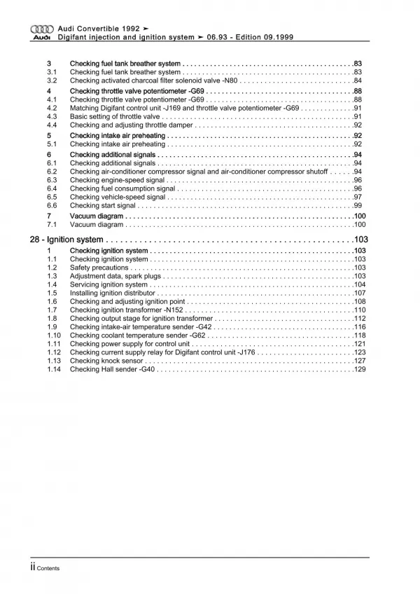 Audi Cabrio 8G 1991-1993 digifant injection ignition system repair manual eBook