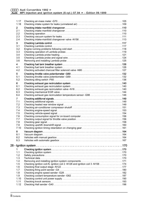 Audi Cabrio 8G 1994-2000 mpi injection ignition system 2.8l repair manual eBook