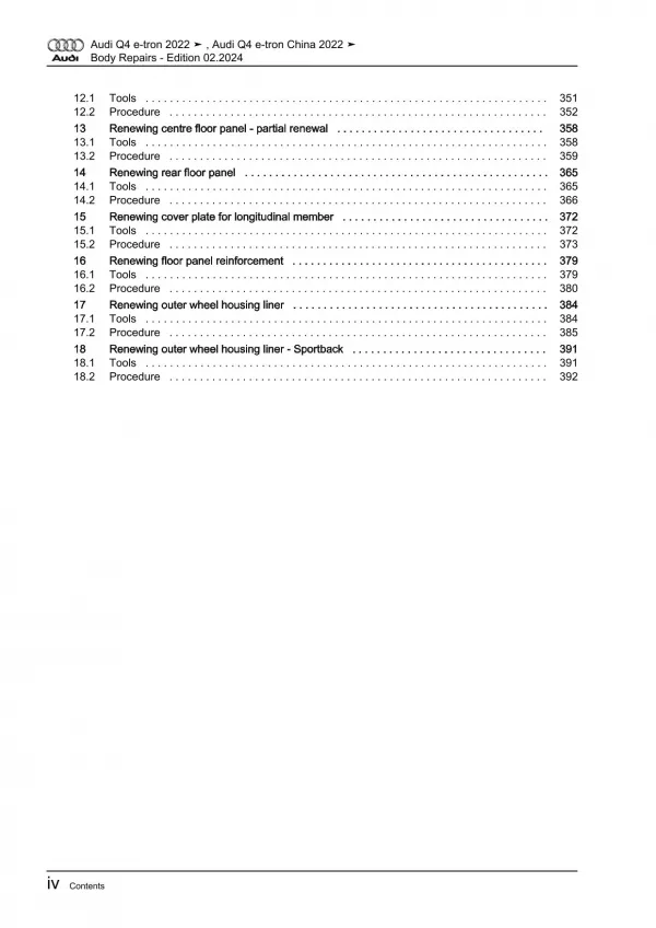Audi Q4 e-tron type F4 from 2021 body repairs workshop manual eBook pdf