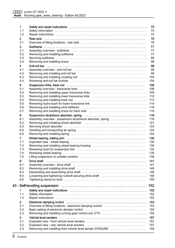 Audi e-tron GT type F8 from 2020 running gear axles steering repair manual eBook