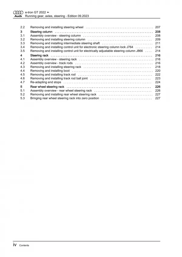 Audi e-tron GT type F8 from 2020 running gear axles steering repair manual eBook