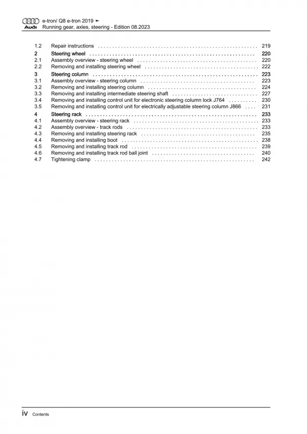 Audi Q8 e-tron type GE 2018-2022 running gear axles steering repair manual eBook