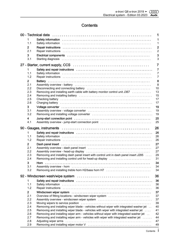 Audi Q8 e-tron type GE 2018-2022 electrical system repair workshop manual eBook