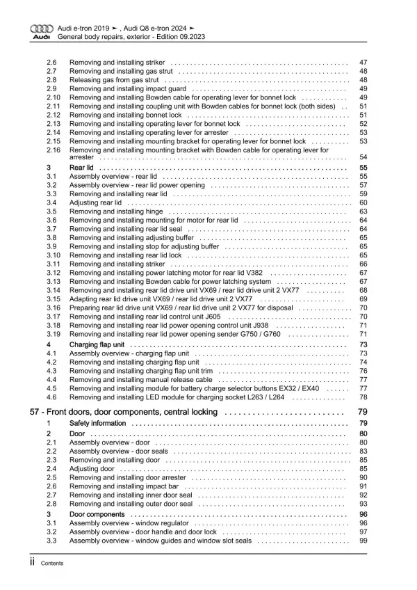 Audi Q8 e-tron GE 2018-2022 general body repairs exterior workshop manual eBook