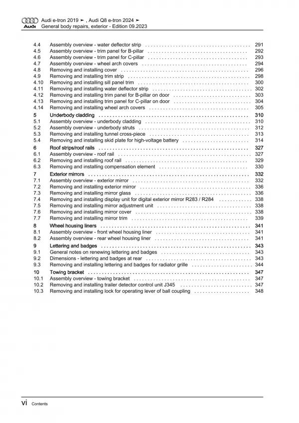 Audi Q8 e-tron GE 2018-2022 general body repairs exterior workshop manual eBook