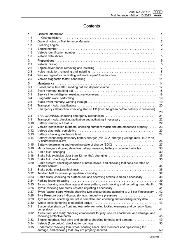 Audi Q2 type GA from 2016 maintenance repair workshop manual eBook pdf