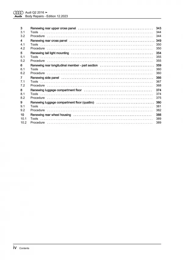Audi Q2 type GA from 2016 body repairs workshop manual eBook pdf