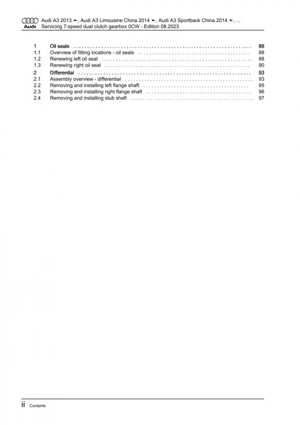 Audi Q2 GA (16>) servicing 7 speed dual clutch gearbox 0CW repair manual eBook