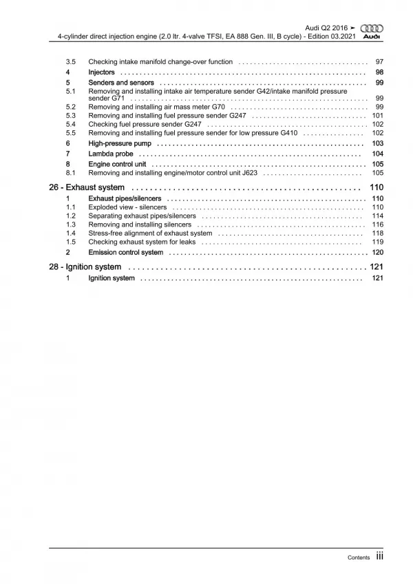 Audi Q2 type GA from 2016 4-cyl. petrol engines 2.0l 190 hp repair manual eBook