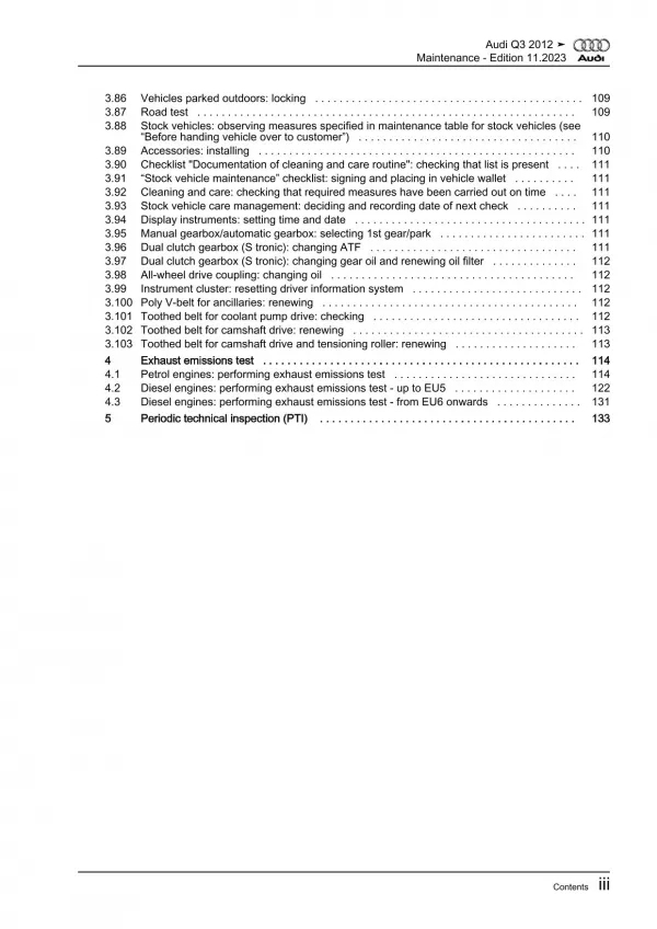 Audi Q3 type 8U 2011-2018 maintenance repair workshop manual eBook pdf