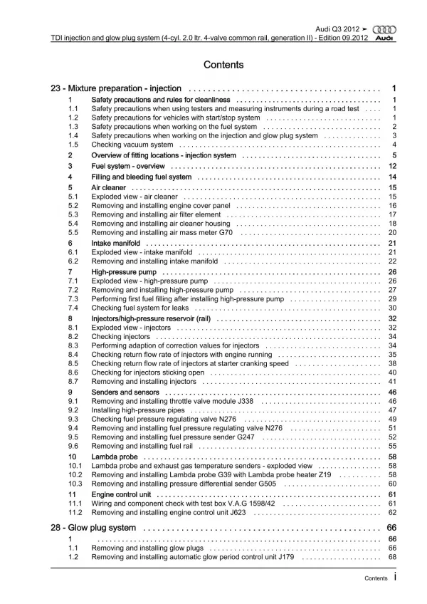 Audi Q3 8U (11-18) tdi injection glow plug system 136-177 hp repair manual eBook