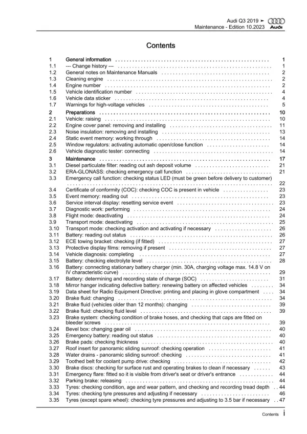 Audi Q3 type F3 from 2018 maintenance repair workshop manual eBook pdf