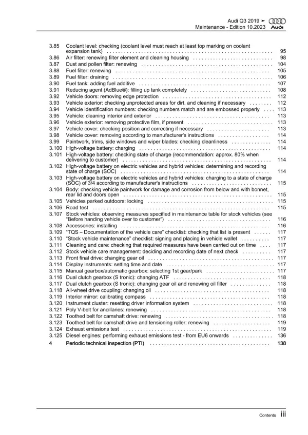 Audi Q3 type F3 from 2018 maintenance repair workshop manual eBook pdf