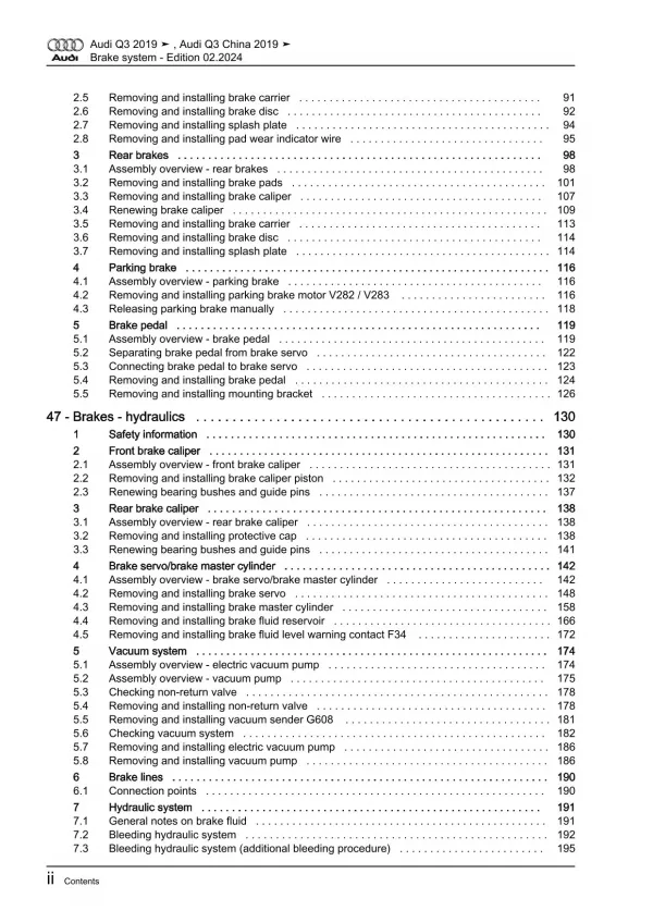 Audi Q3 type F3 from 2018 brake systems repair workshop manual eBook pdf