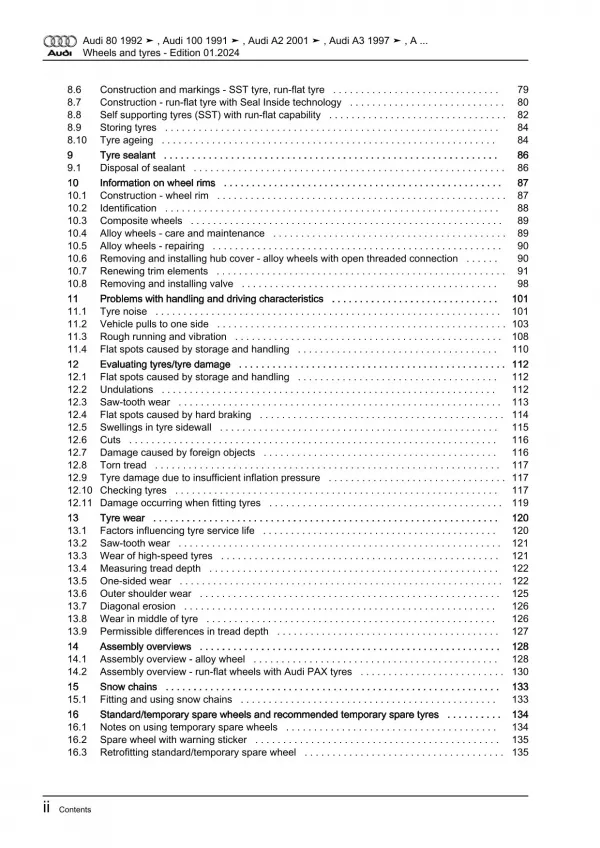 Audi Q3 type F3 from 2018 wheels tyres general info repair workshop manual eBook