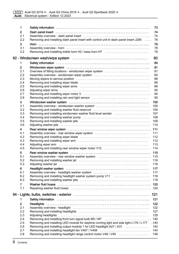 Audi Q3 type F3 from 2018 electrical system repair workshop manual eBook pdf