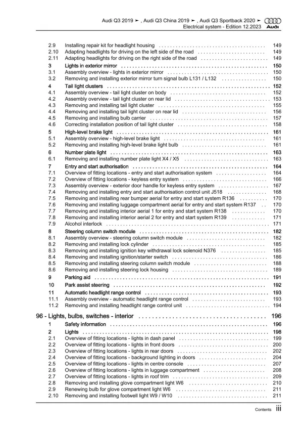 Audi Q3 type F3 from 2018 electrical system repair workshop manual eBook pdf