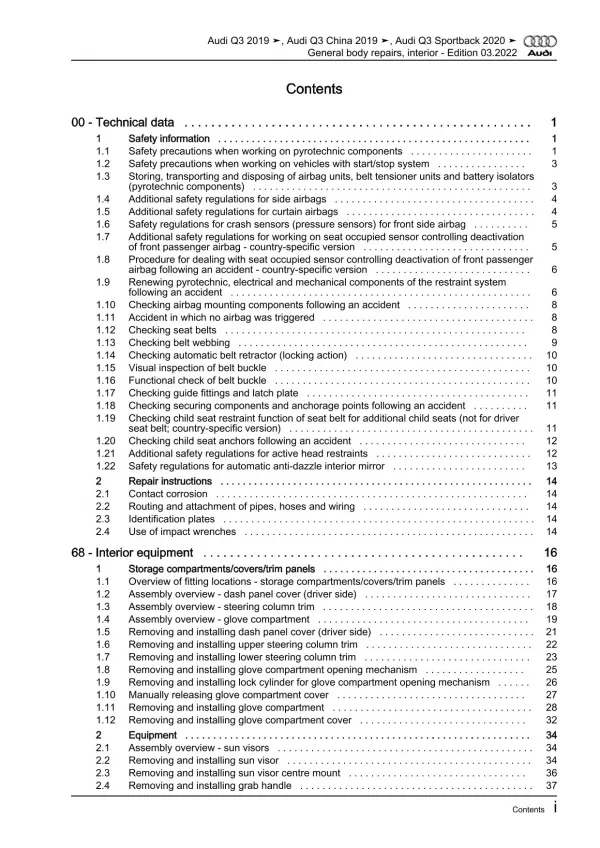 Audi Q3 F3 from 2018 general body repairs interior guide workshop manual eBook