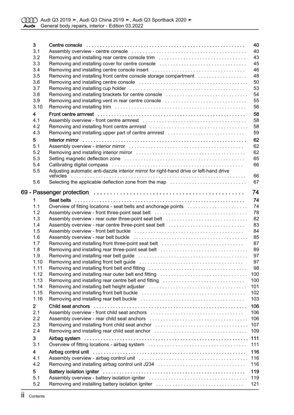 Audi Q3 F3 from 2018 general body repairs interior guide workshop manual eBook