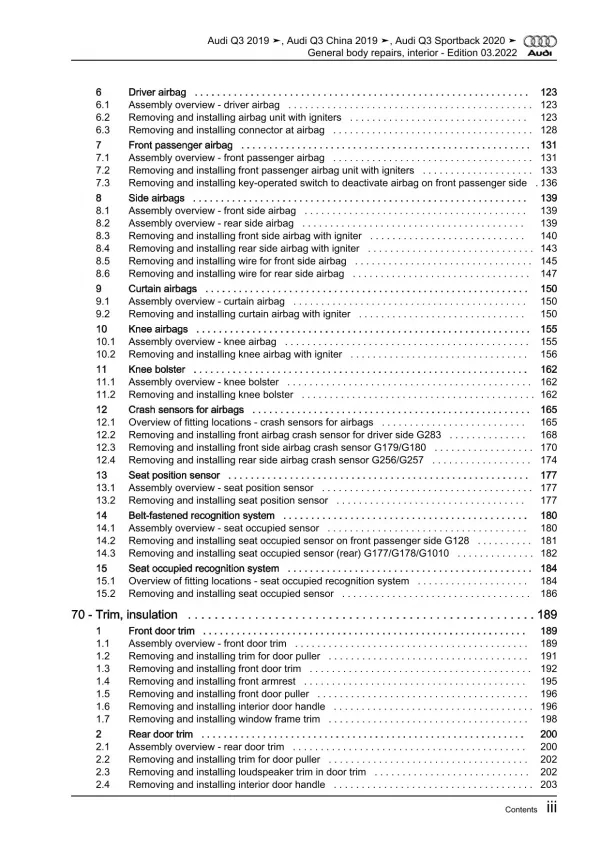 Audi Q3 F3 from 2018 general body repairs interior guide workshop manual eBook