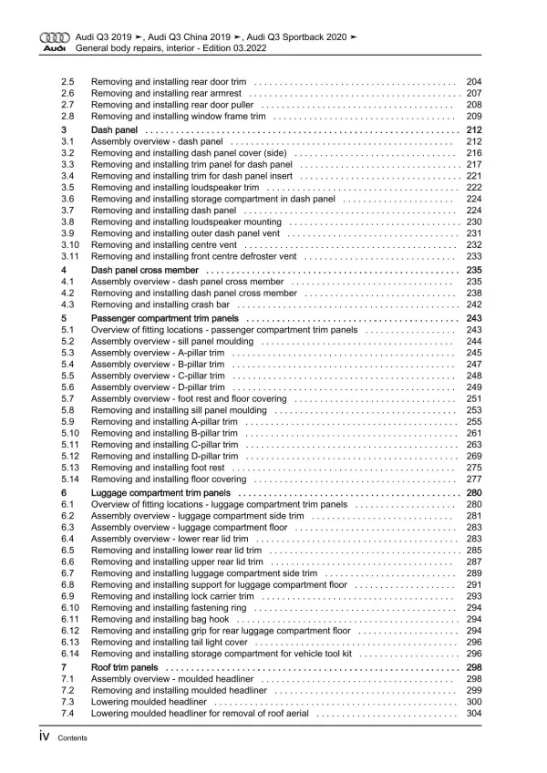 Audi Q3 F3 from 2018 general body repairs interior guide workshop manual eBook