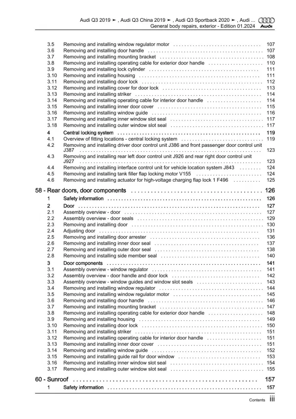 Audi Q3 F3 from 2018 general body repairs exterior guide workshop manual eBook