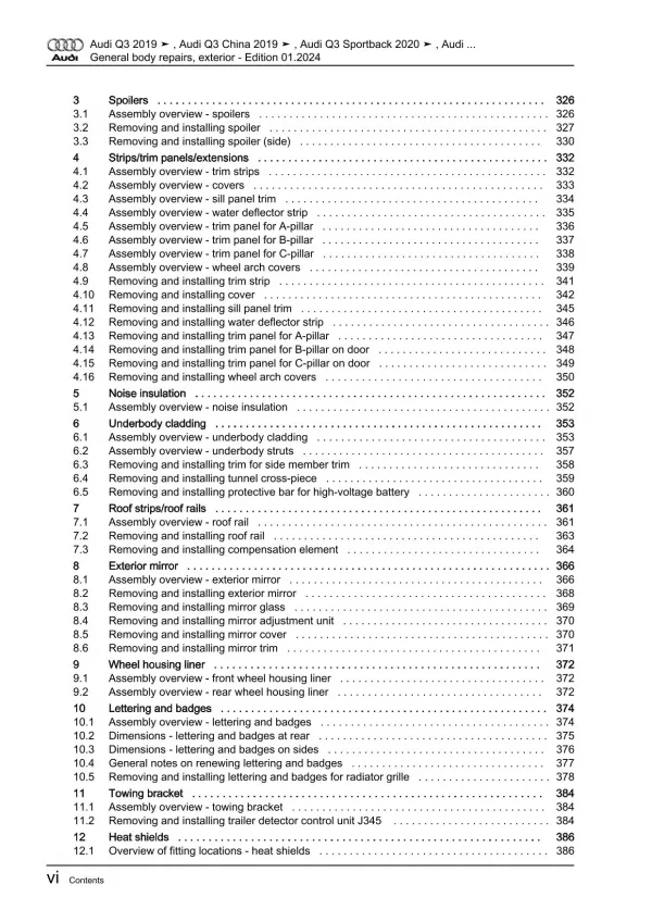 Audi Q3 F3 from 2018 general body repairs exterior guide workshop manual eBook