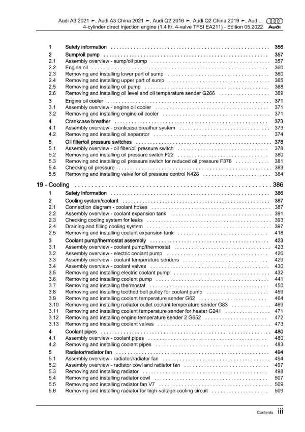 Audi Q3 type F3 from 2018 petrol engines 1.4l 130-150 hp repair manual eBook