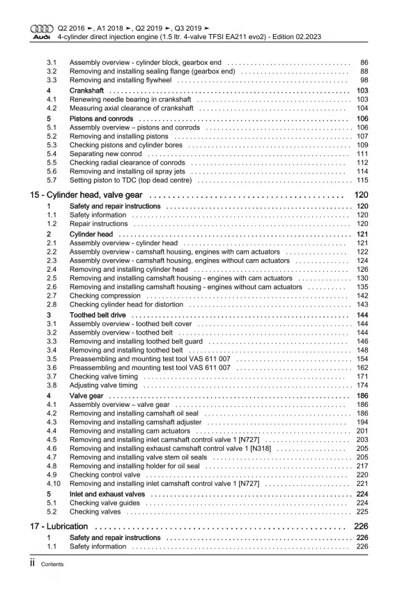 Audi Q3 type F3 from 2018 4-cyl. petrol engines 1.5l 150 hp repair manual eBook