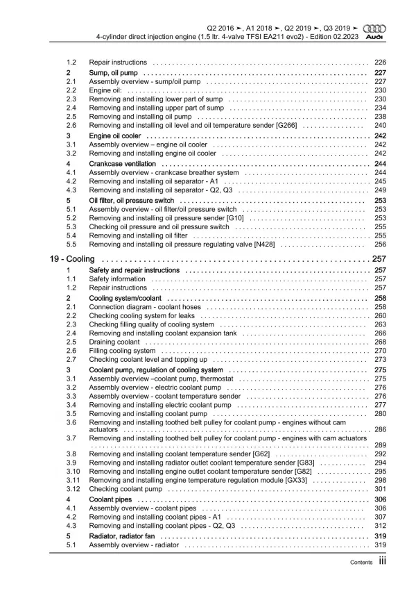 Audi Q3 type F3 from 2018 4-cyl. petrol engines 1.5l 150 hp repair manual eBook