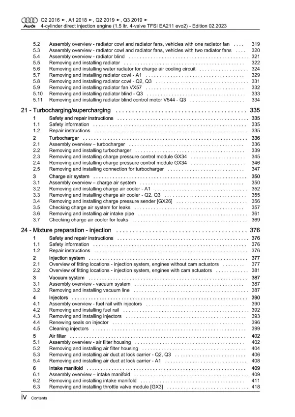 Audi Q3 type F3 from 2018 4-cyl. petrol engines 1.5l 150 hp repair manual eBook