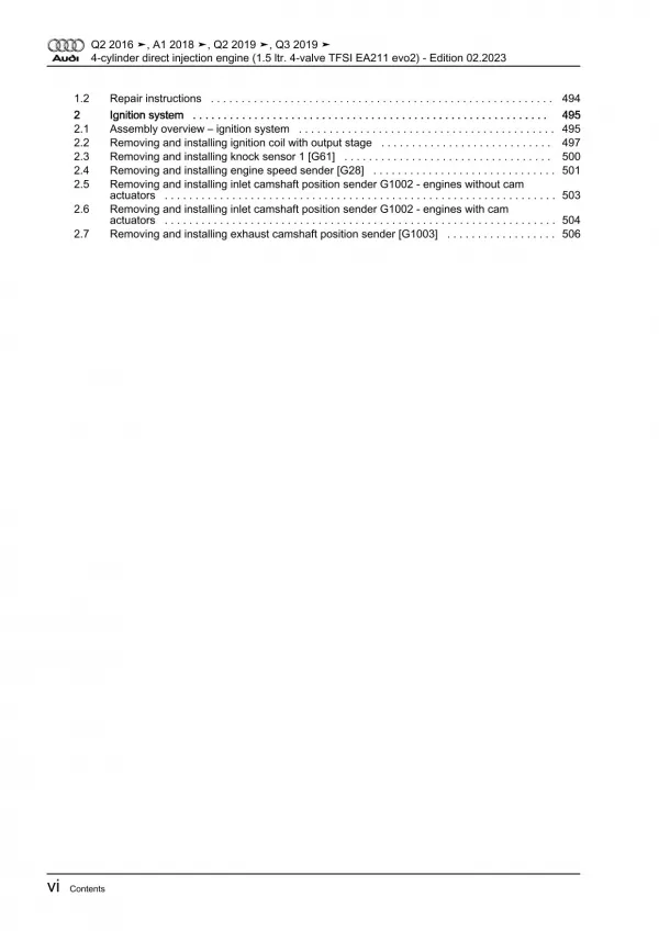 Audi Q3 type F3 from 2018 4-cyl. petrol engines 1.5l 150 hp repair manual eBook