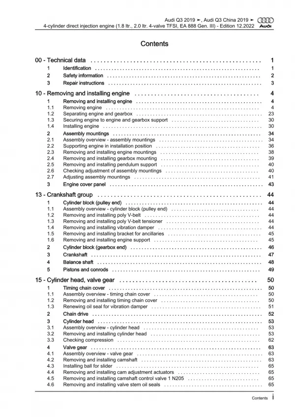 Audi Q3 type F3 from 2018 4-cyl. petrol engines 190-230 hp repair manual eBook