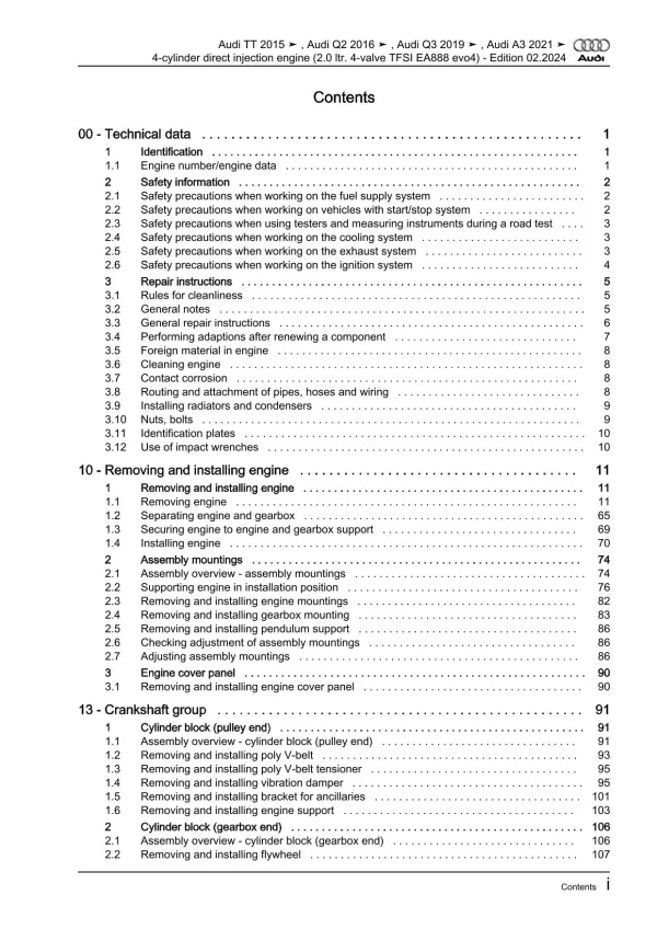 Audi Q3 type F3 from 2018 petrol engines 2.0l 245-333 hp repair manual eBook