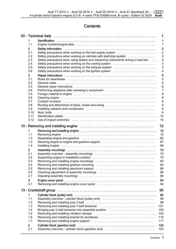 Audi Q3 type F3 from 2018 petrol engines 2.0l 190-207 hp repair manual eBook