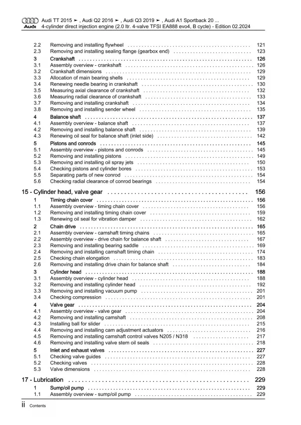 Audi Q3 type F3 from 2018 petrol engines 2.0l 190-207 hp repair manual eBook