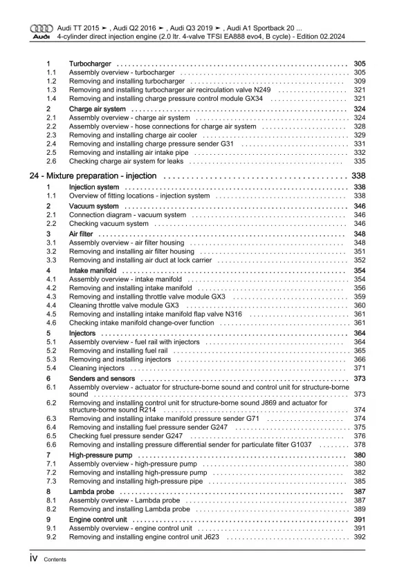 Audi Q3 type F3 from 2018 petrol engines 2.0l 190-207 hp repair manual eBook