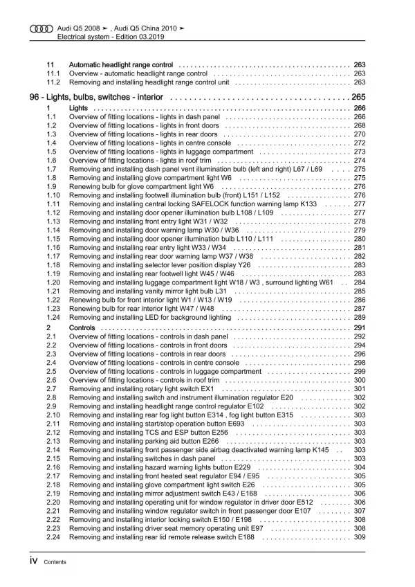 Audi Q5 type 8R 2008-2017 electrical system repair workshop manual eBook pdf