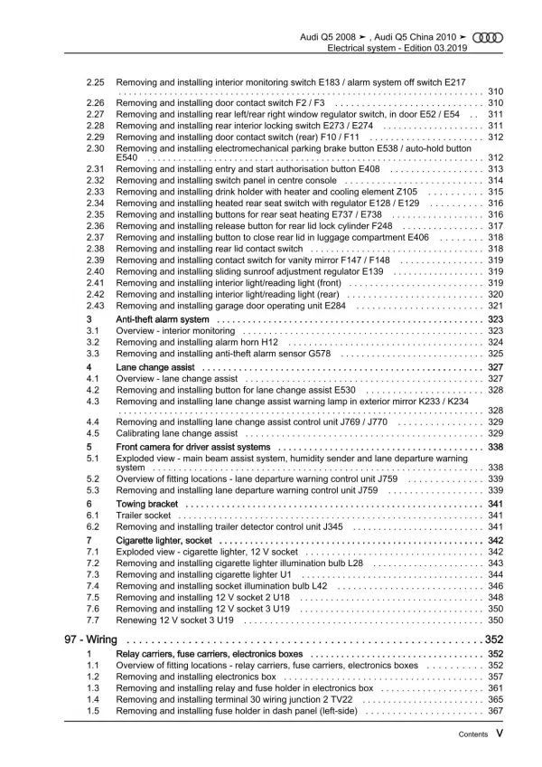 Audi Q5 type 8R 2008-2017 electrical system repair workshop manual eBook pdf