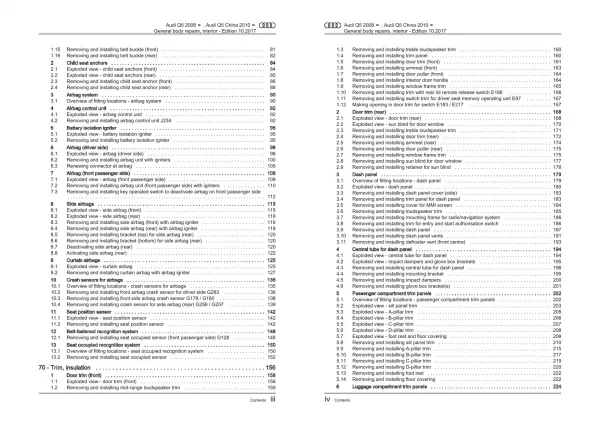 Audi Q5 8R 2008-2017 general body repairs interior guide workshop manual eBook