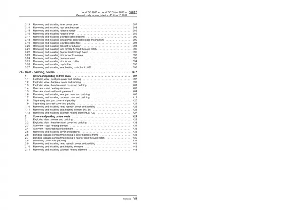 Audi Q5 8R 2008-2017 general body repairs interior guide workshop manual eBook