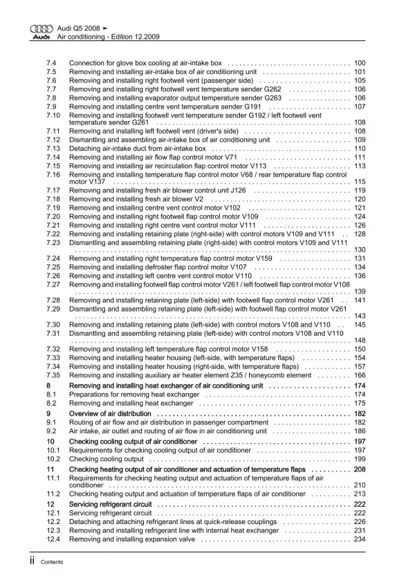 Audi Q5 type 8R 2008-2017 air conditioning system repair workshop manual eBook