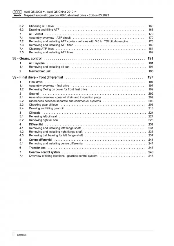 Audi Q5 8R 2008-2017 8 speed automatic gearbox 0BK repair workshop manual eBook